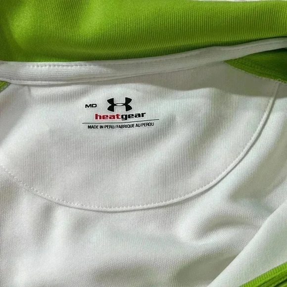 Under Armour Women Med Polo White Kelly-Green Tank Heat Gear Golf Athleisure NEW - Picture 3 of 9